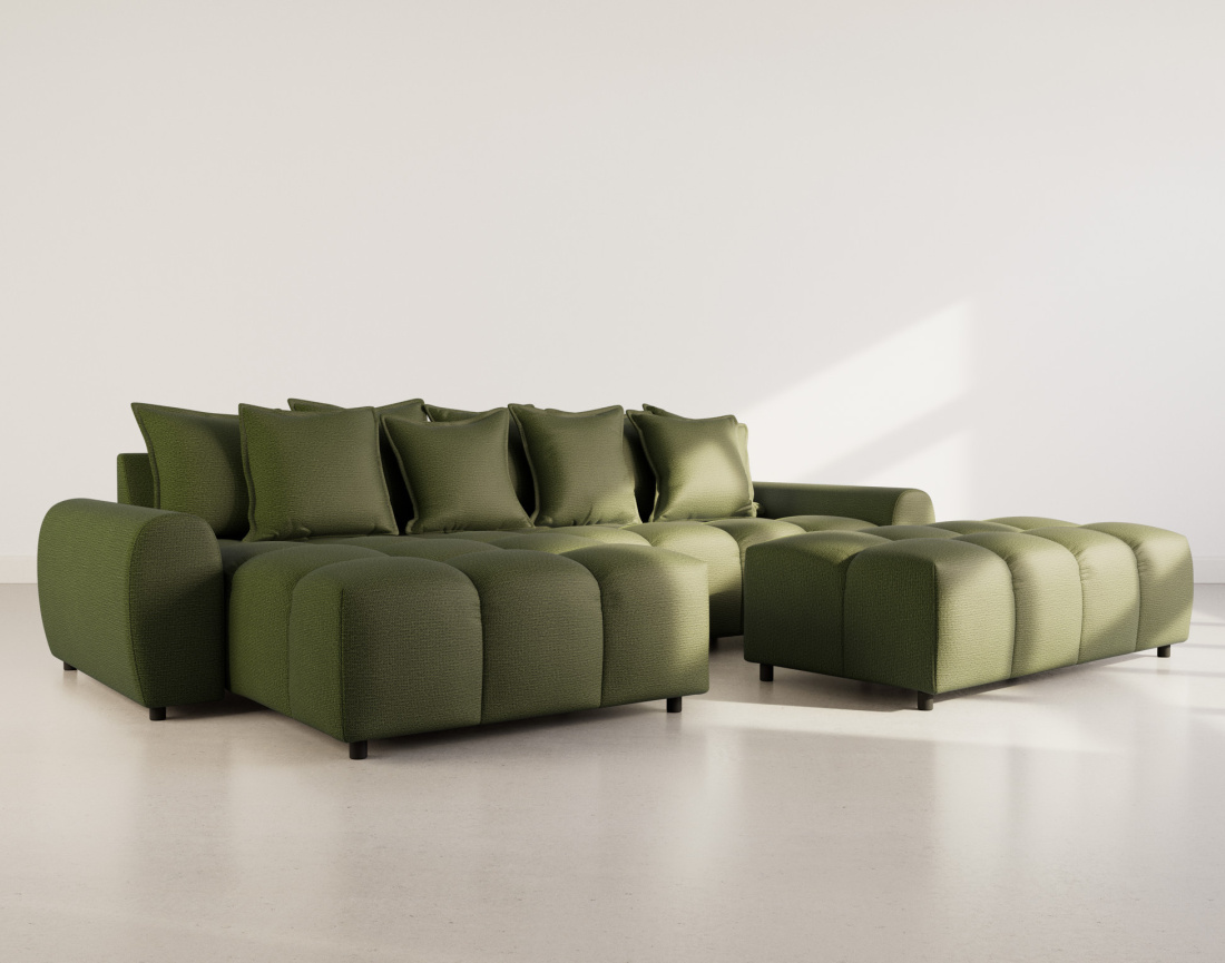 Canapé d'angle réversible 4 places en tissu texturé Adelaide