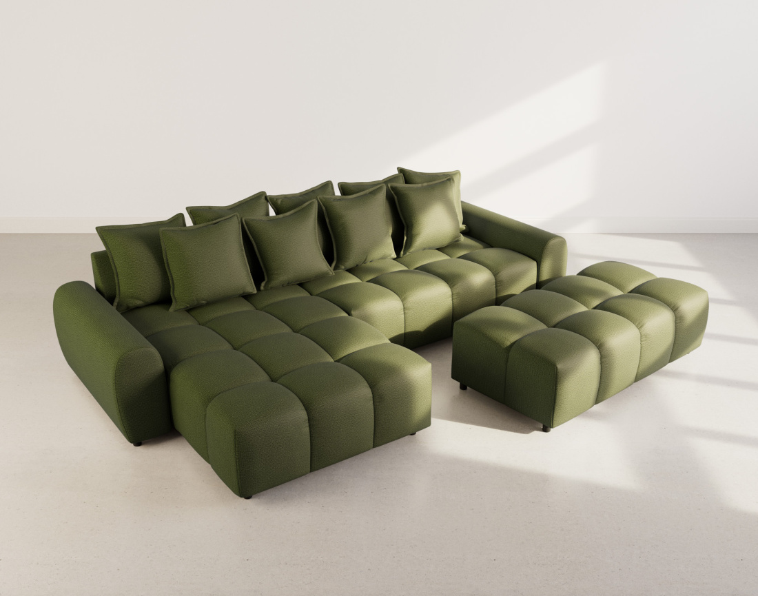 Canapé d'angle réversible 4 places en tissu texturé Adelaide