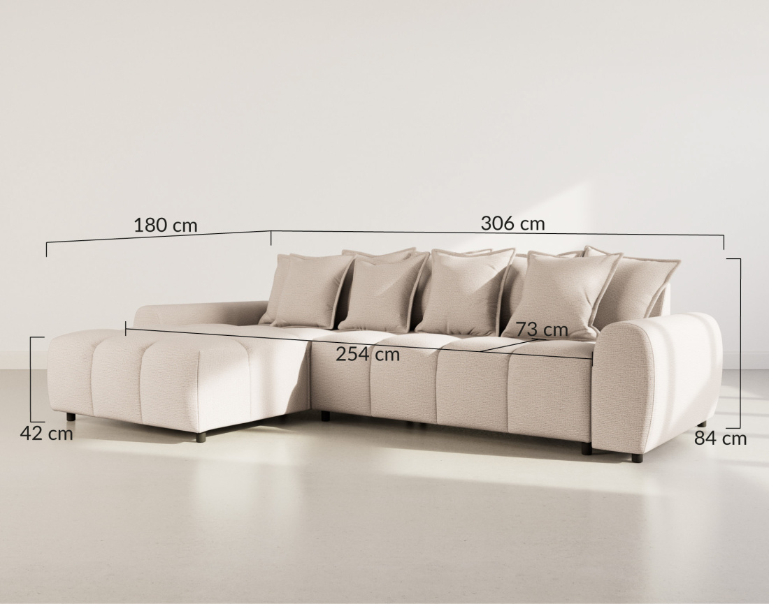 Canapé d'angle réversible 4 places en tissu texturé Adelaide