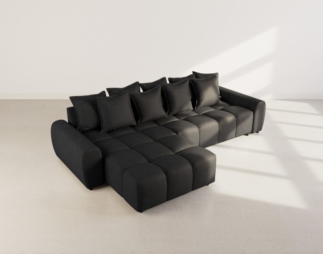 Canapé d'angle réversible 4 places en tissu texturé Adelaide