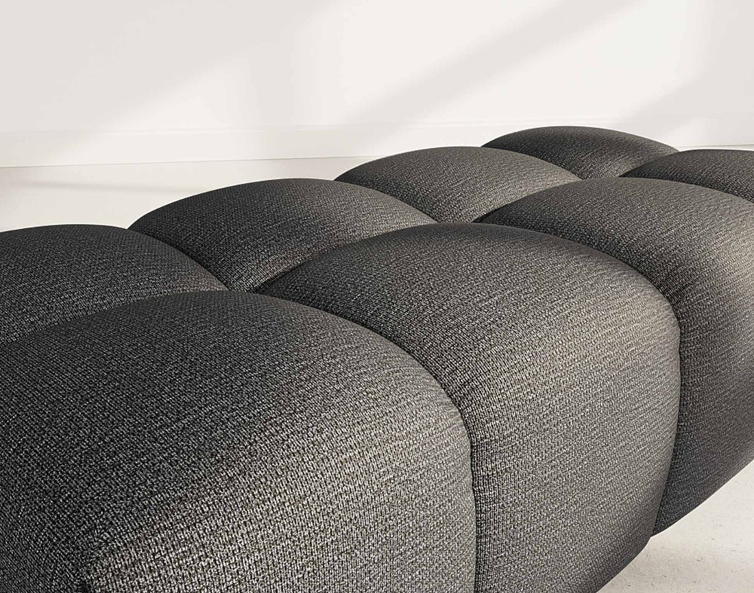 Pouf en tissu texturé Adelaide