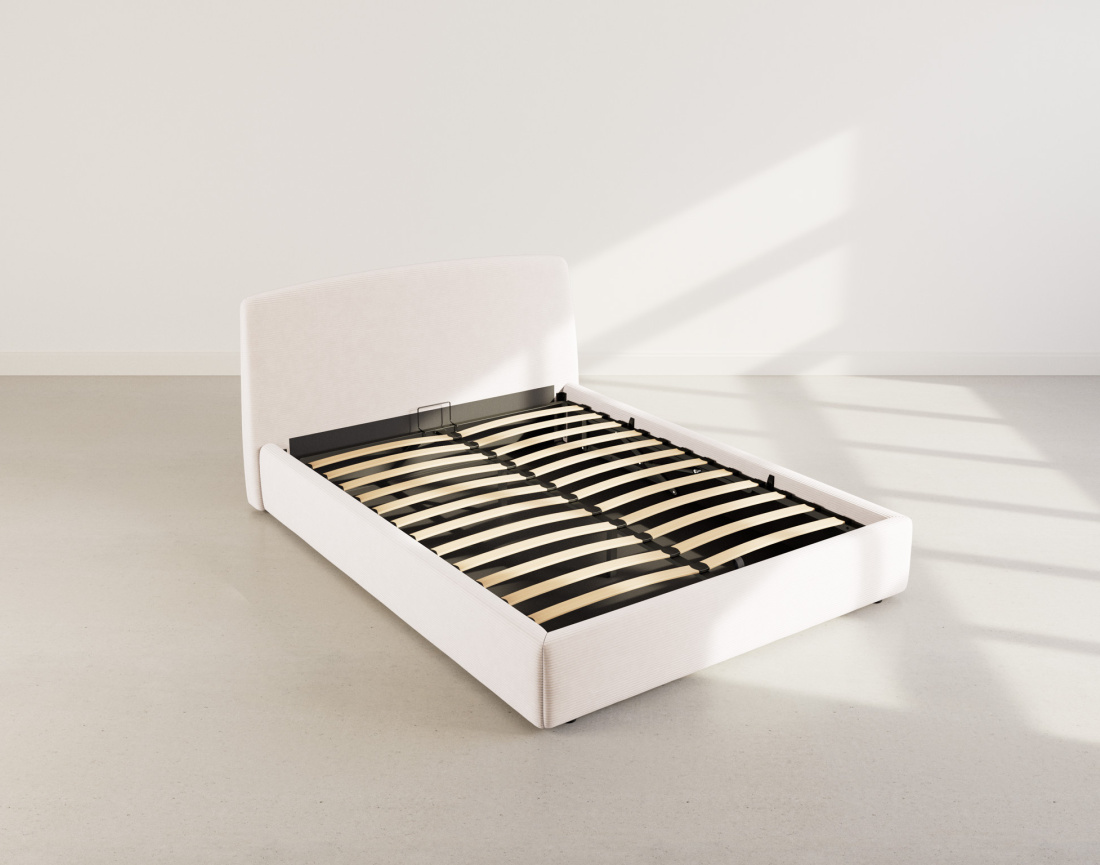 Lit coffre 160x200 cm en velours côtelé Juliette