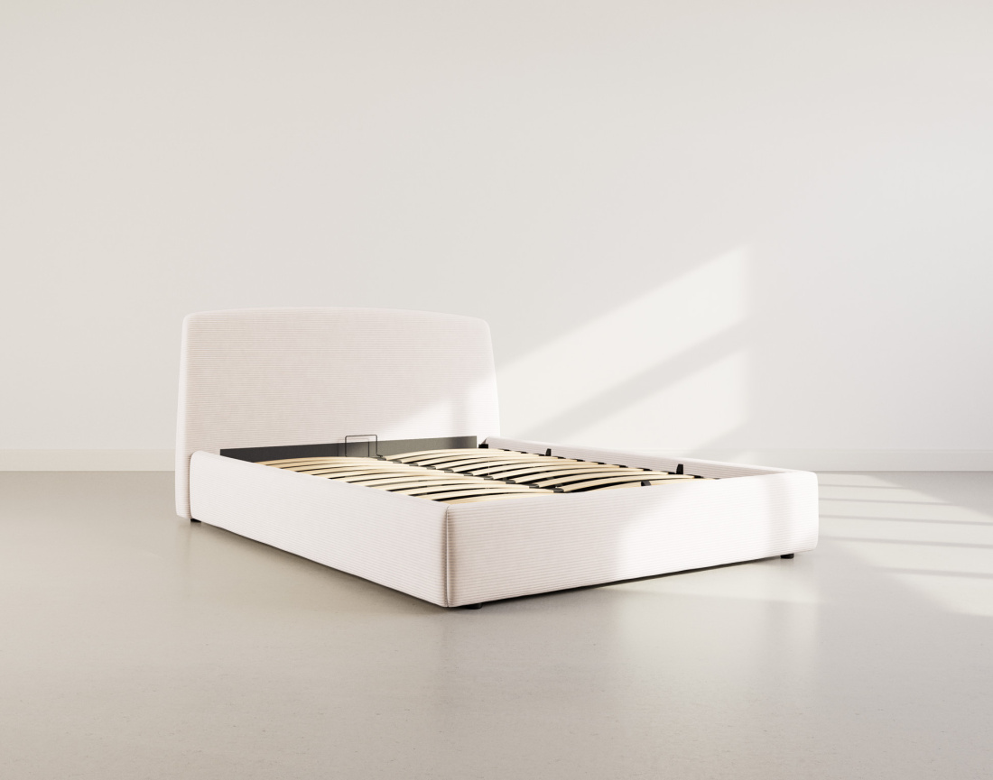 Lit coffre 160x200 cm en velours côtelé Juliette