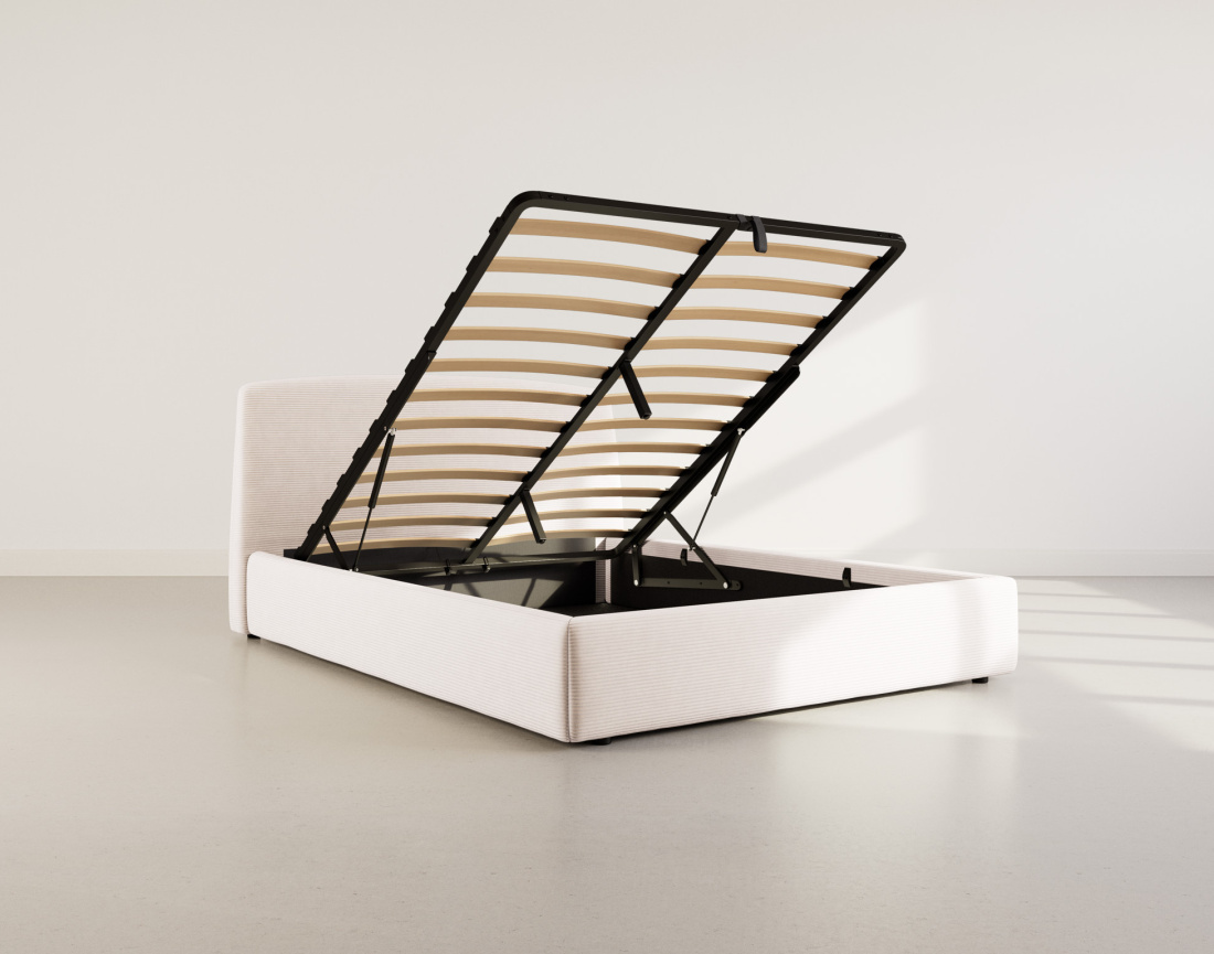 Lit coffre 160x200 cm en velours côtelé Juliette