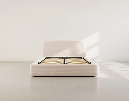 Lit coffre 160x200 cm en velours côtelé Juliette