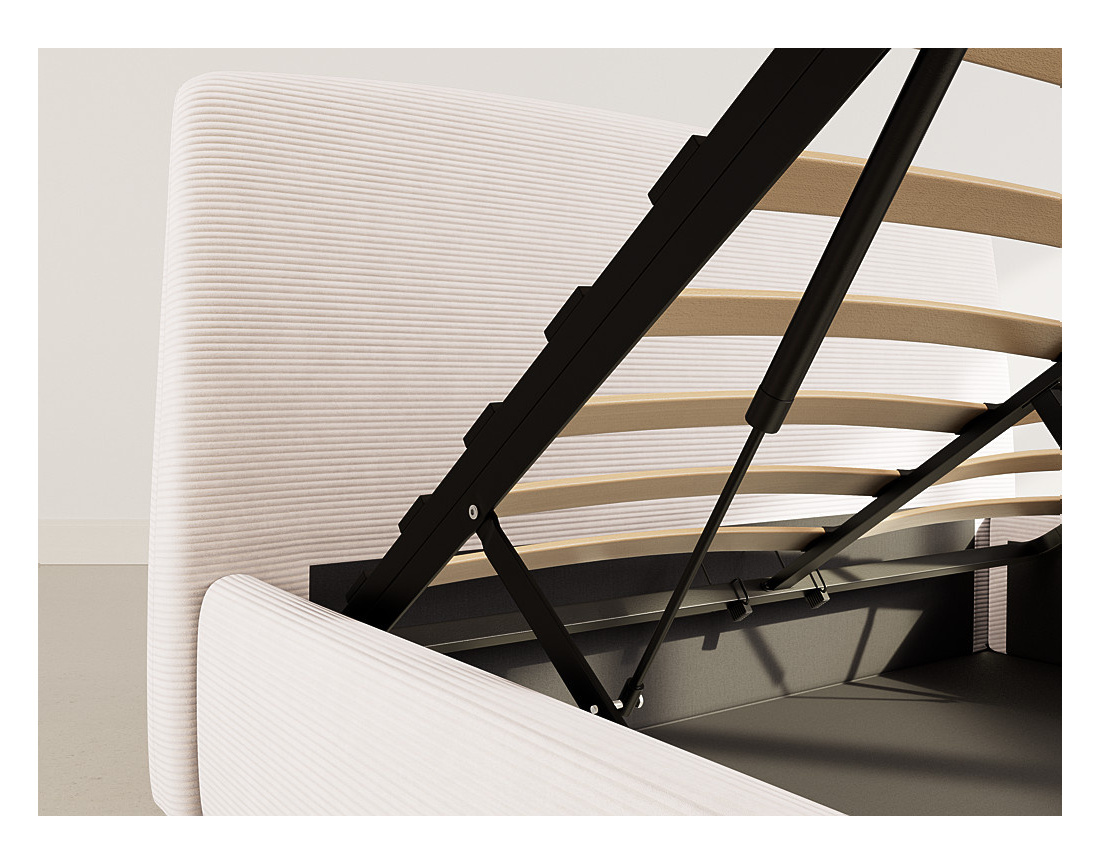 Lit coffre 160x200 cm en velours côtelé Juliette