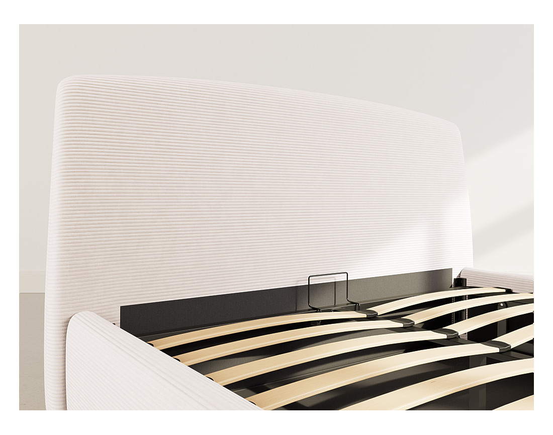 Lit coffre 160x200 cm en velours côtelé Juliette