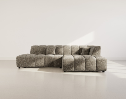 Canapé d'angle droit 4 places sans accoudoir en tissu texturé Curtis