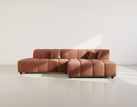 Canapé d'angle droit 4 places sans accoudoir en tissu texturé Curtis