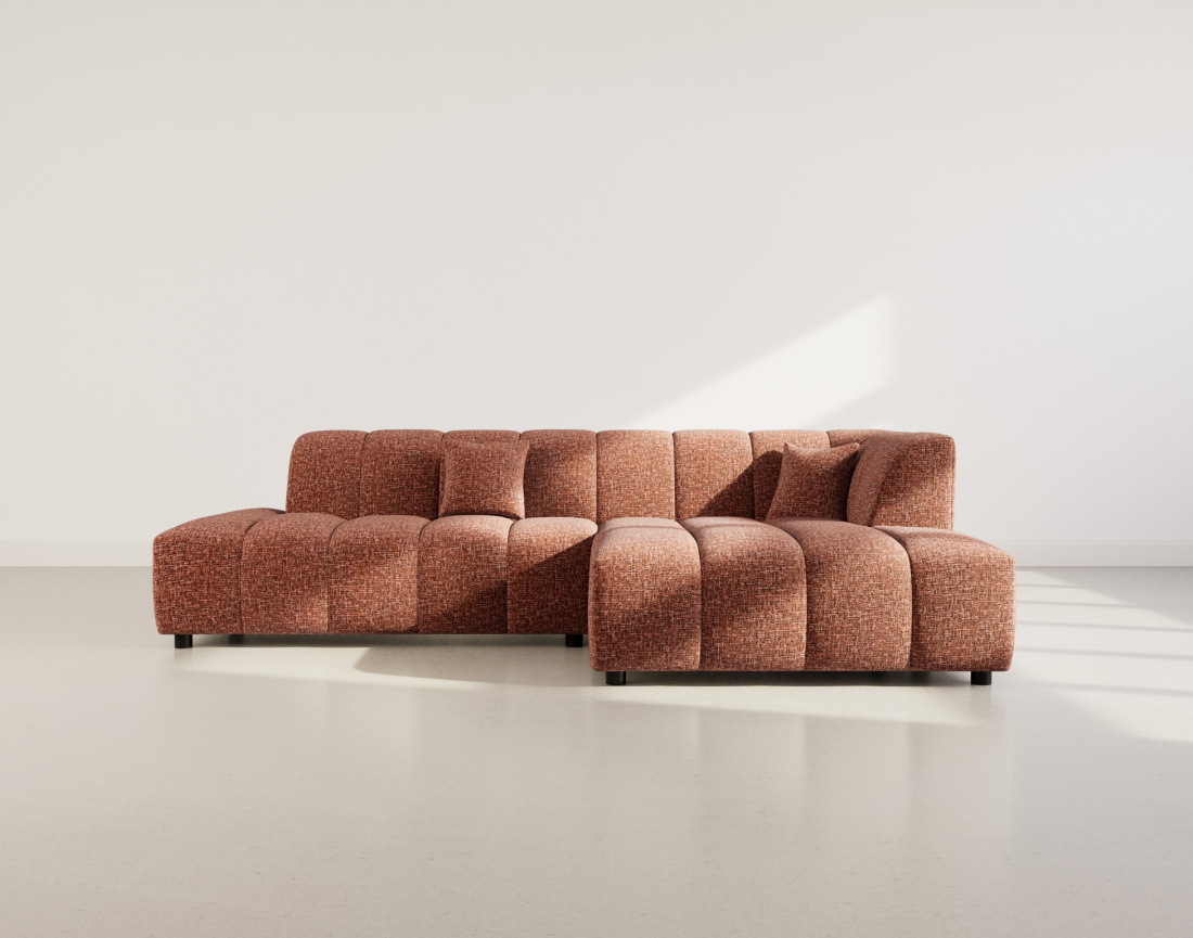 Canapé d'angle droit 4 places sans accoudoir en tissu texturé Curtis