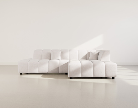 Canapé d'angle droit 4 places sans accoudoir en tissu texturé Curtis