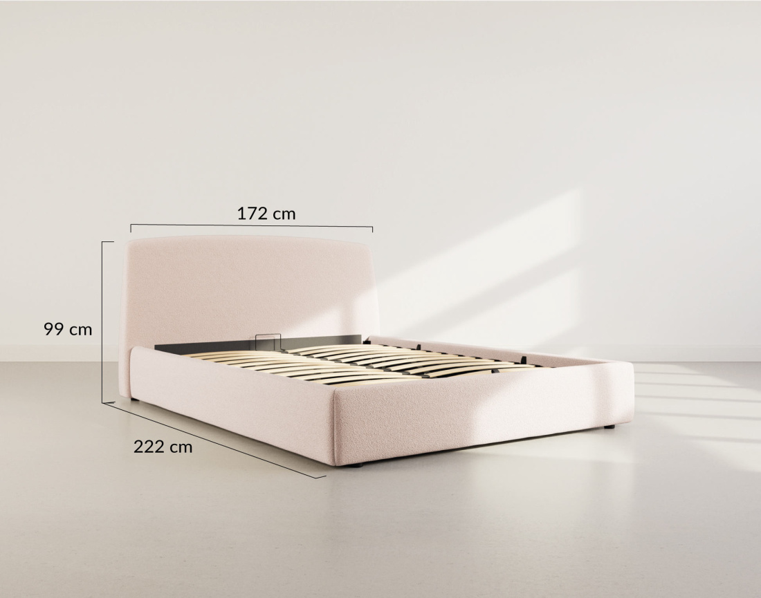 Lit coffre 160x200 cm en tissu bouclette Juliette