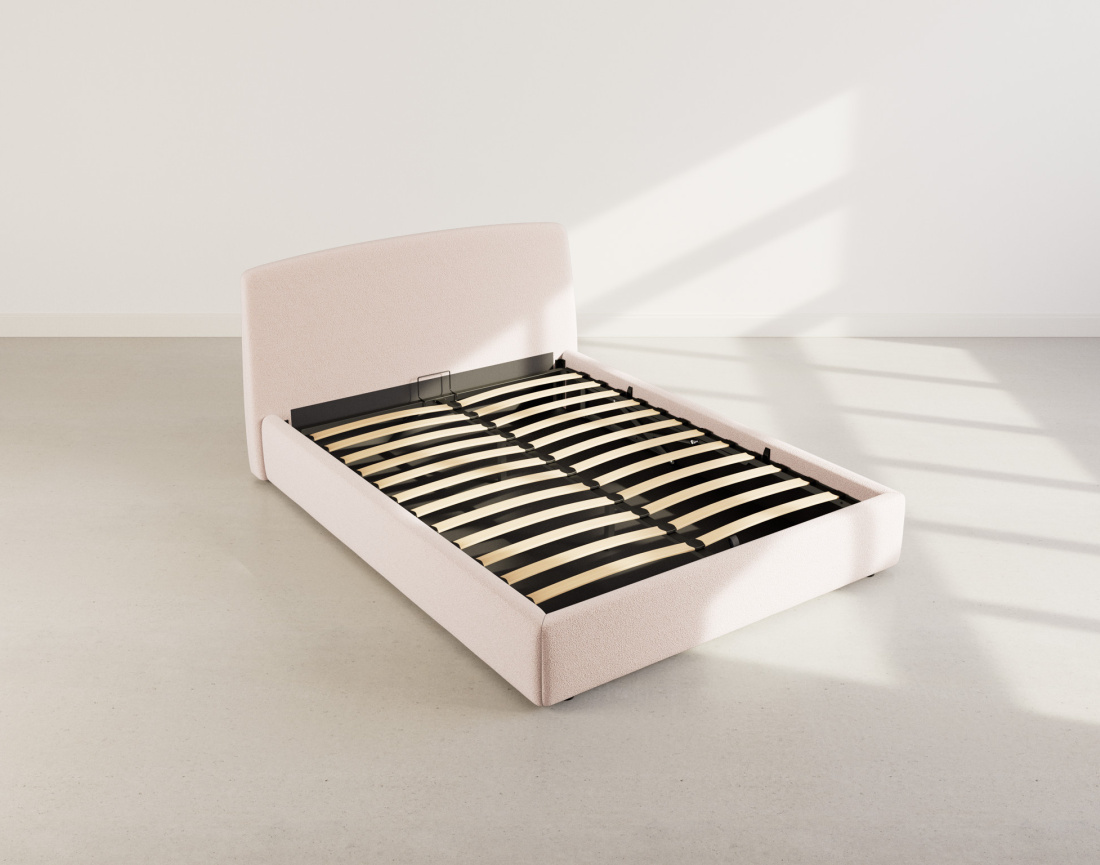 Lit coffre 160x200 cm en tissu bouclette Juliette