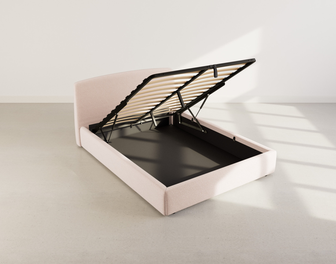 Lit coffre 160x200 cm en tissu bouclette Juliette