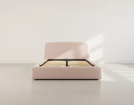 Lit coffre 160x200 cm en tissu bouclette Juliette