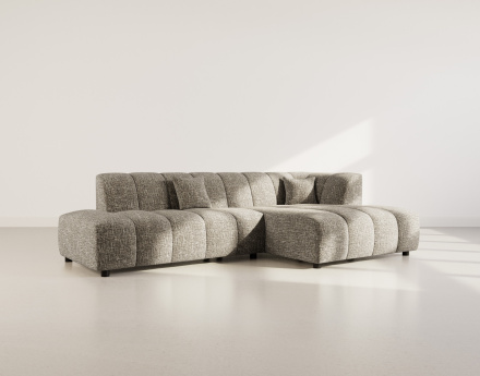 Canapé d'angle droit 4 places sans accoudoir en tissu texturé Curtis