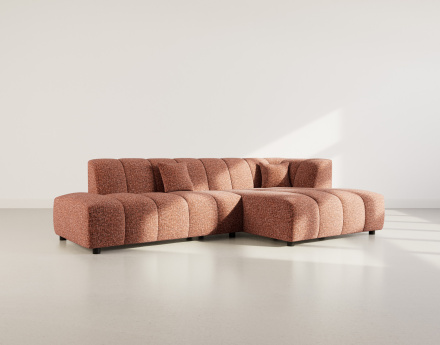 Canapé d'angle droit 4 places sans accoudoir en tissu texturé Curtis