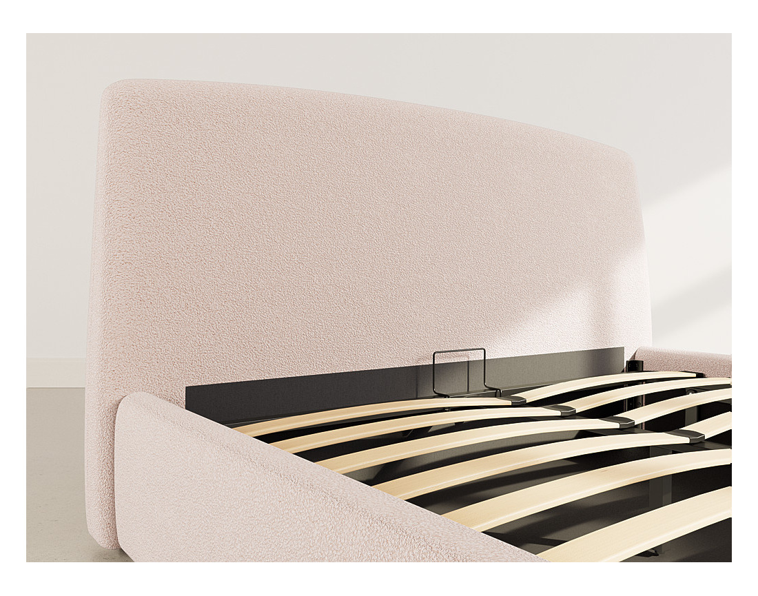 Lit coffre 160x200 cm en tissu bouclette Juliette