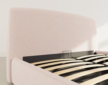 Lit coffre 160x200 cm en tissu bouclette Juliette