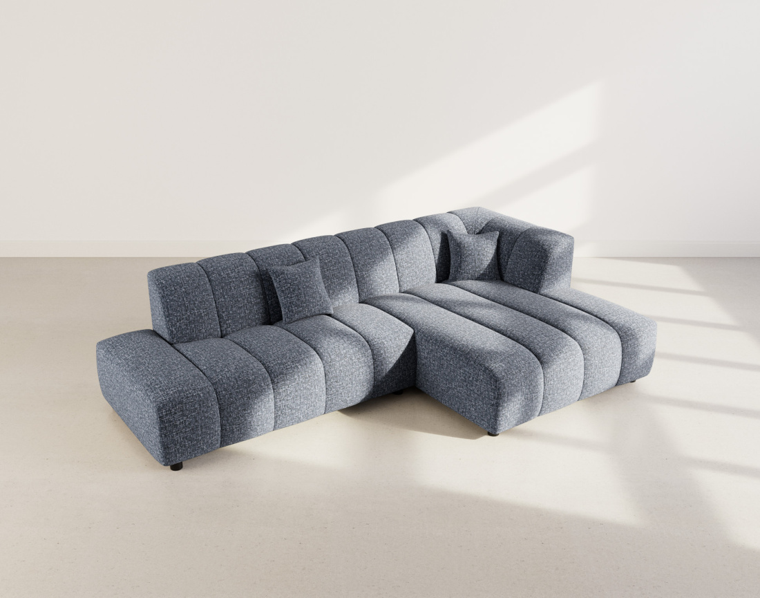 Canapé d'angle droit 4 places sans accoudoir en tissu texturé Curtis