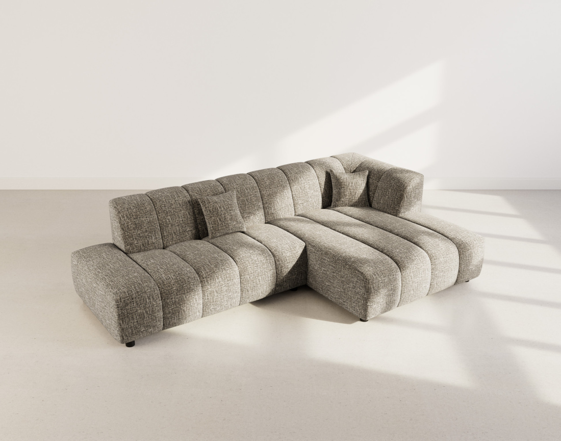 Canapé d'angle droit 4 places sans accoudoir en tissu texturé Curtis