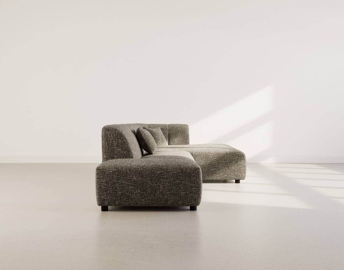 Canapé d'angle droit 4 places sans accoudoir en tissu texturé Curtis