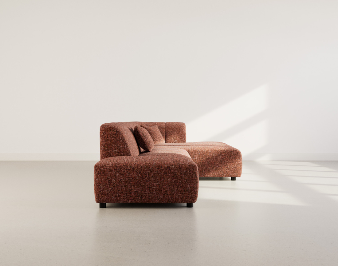 Canapé d'angle droit 4 places sans accoudoir en tissu texturé Curtis