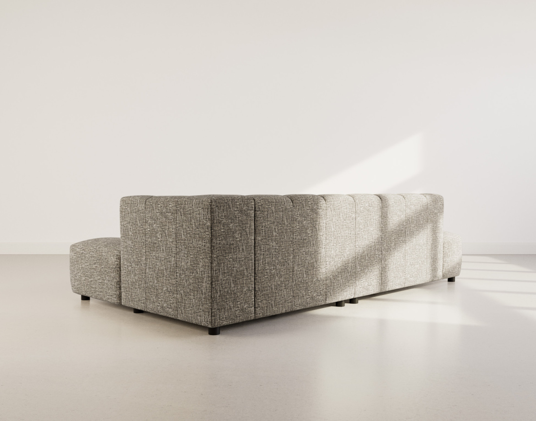 Canapé d'angle droit 4 places sans accoudoir en tissu texturé Curtis