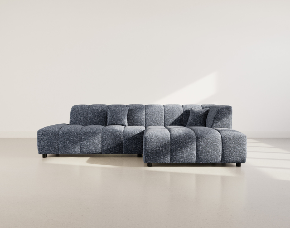 Canapé d'angle droit 4 places sans accoudoir en tissu texturé Curtis