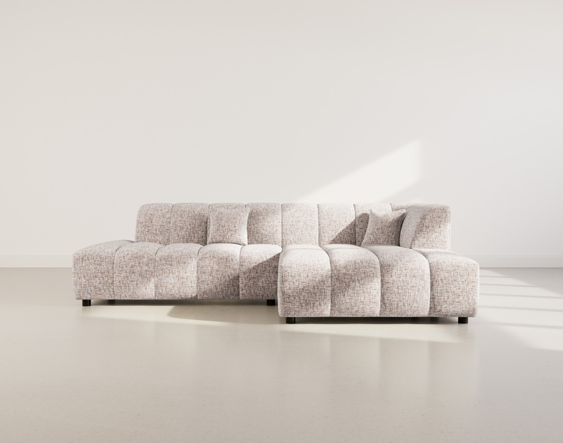 Canapé d'angle droit 4 places sans accoudoir en tissu texturé Curtis