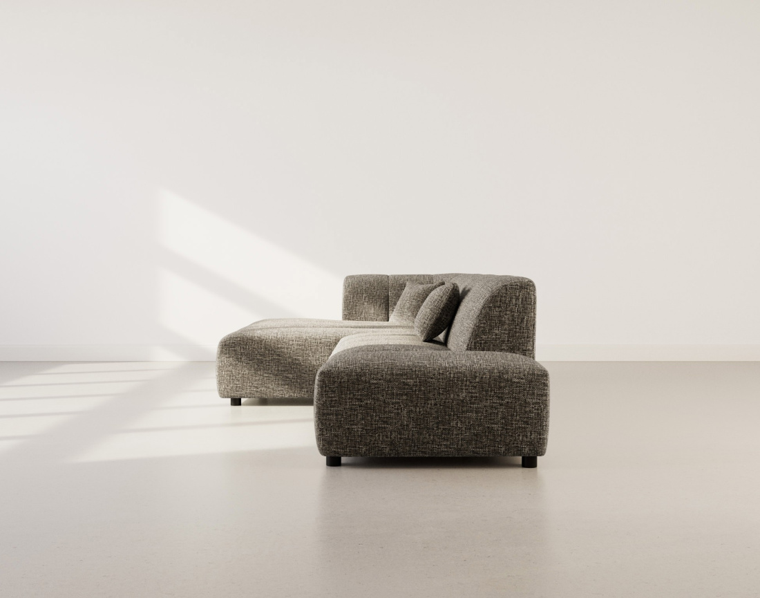 Canapé d'angle gauche 4 places sans accoudoir en tissu texturé Curtis