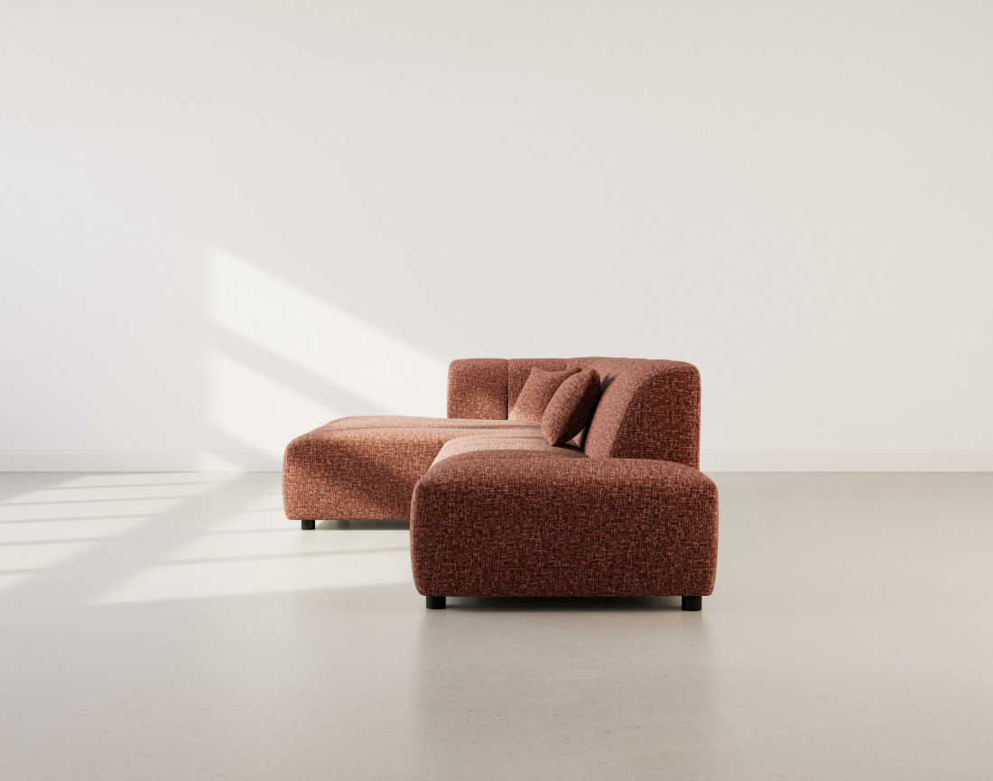 Canapé d'angle gauche 4 places sans accoudoir en tissu texturé Curtis