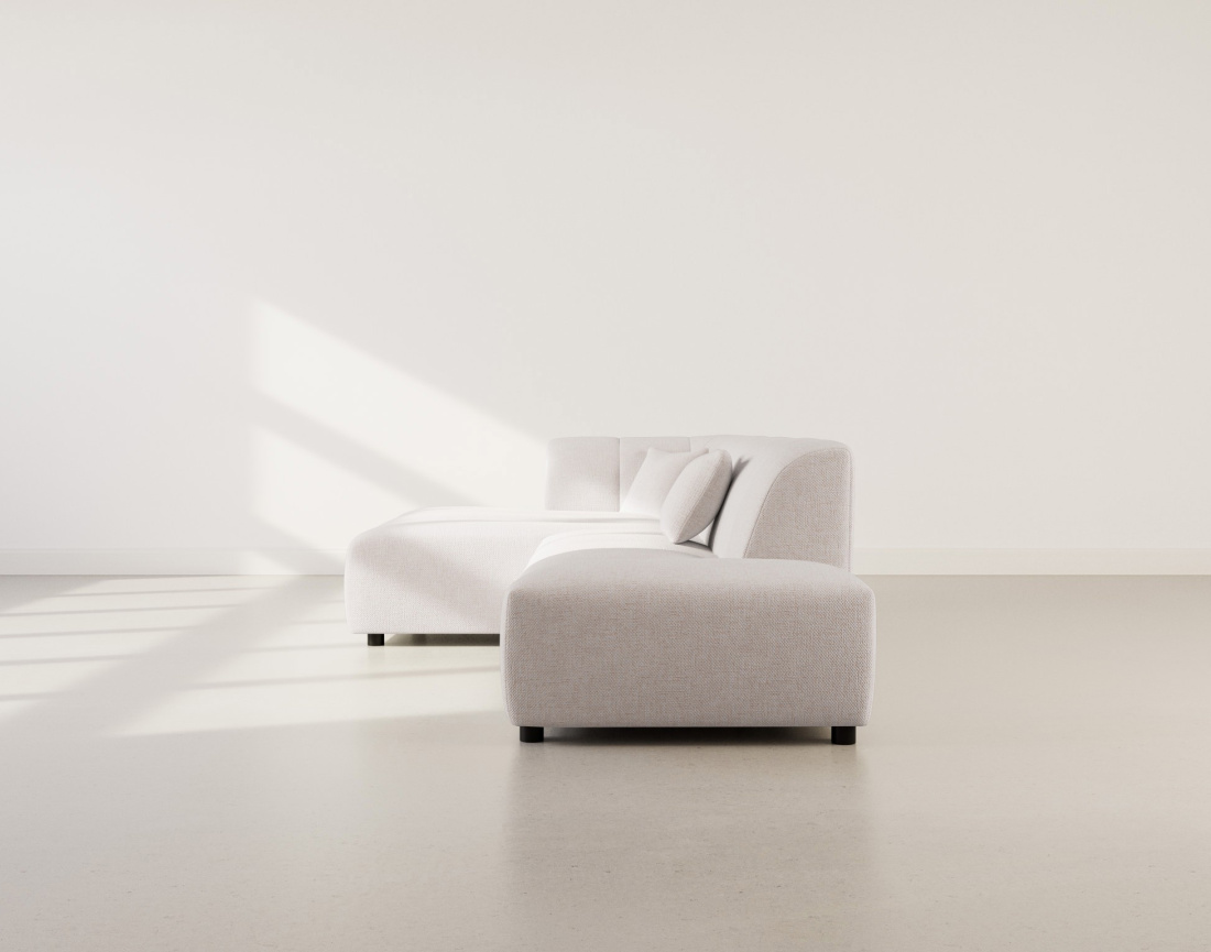 Canapé d'angle gauche 4 places sans accoudoir en tissu texturé Curtis