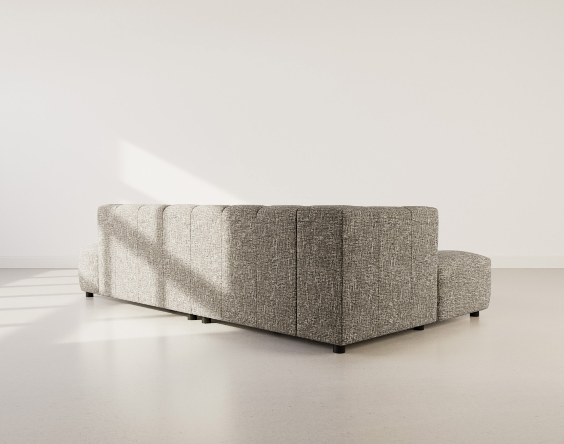 Canapé d'angle gauche 4 places sans accoudoir en tissu texturé Curtis