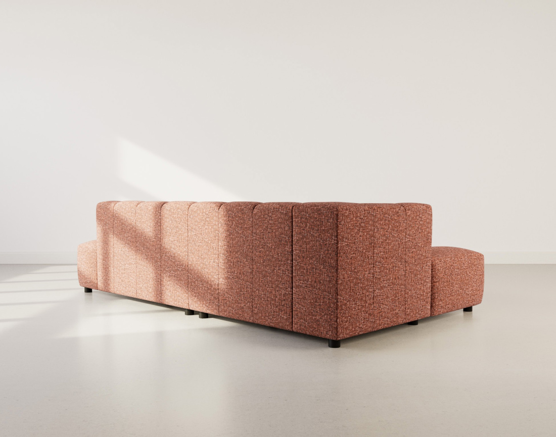 Canapé d'angle gauche 4 places sans accoudoir en tissu texturé Curtis