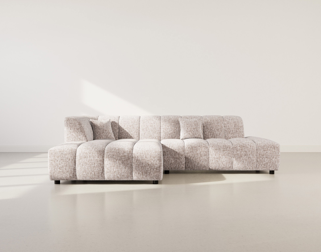 Canapé d'angle gauche 4 places sans accoudoir en tissu texturé Curtis