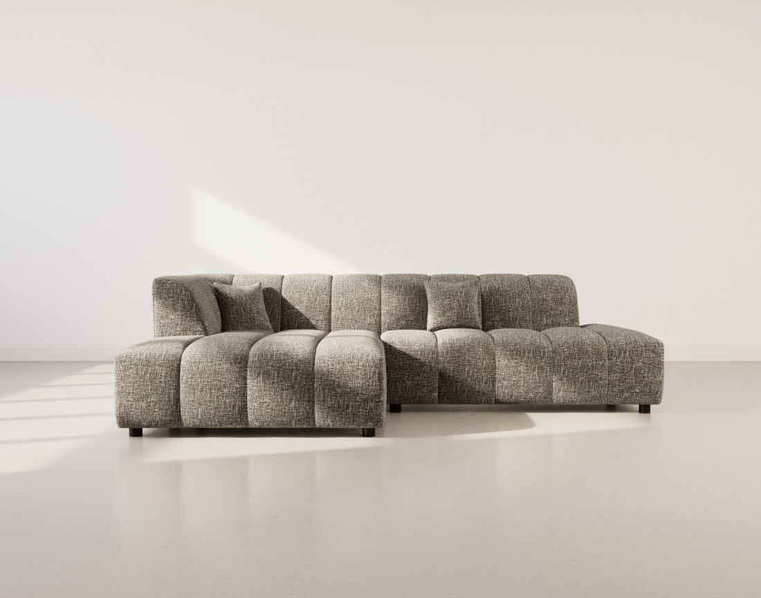 Canapé d'angle gauche 4 places sans accoudoir en tissu texturé Curtis