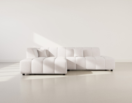 Canapé d'angle gauche 4 places sans accoudoir en tissu texturé Curtis