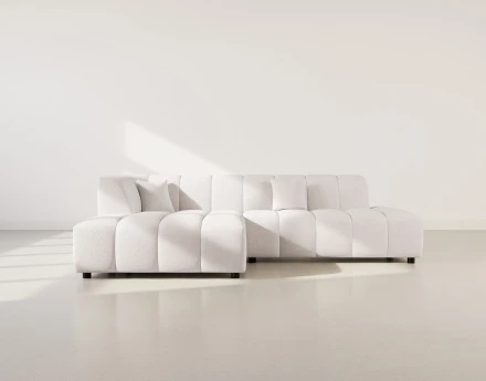 Canapé d'angle gauche 4 places sans accoudoir en tissu texturé Curtis