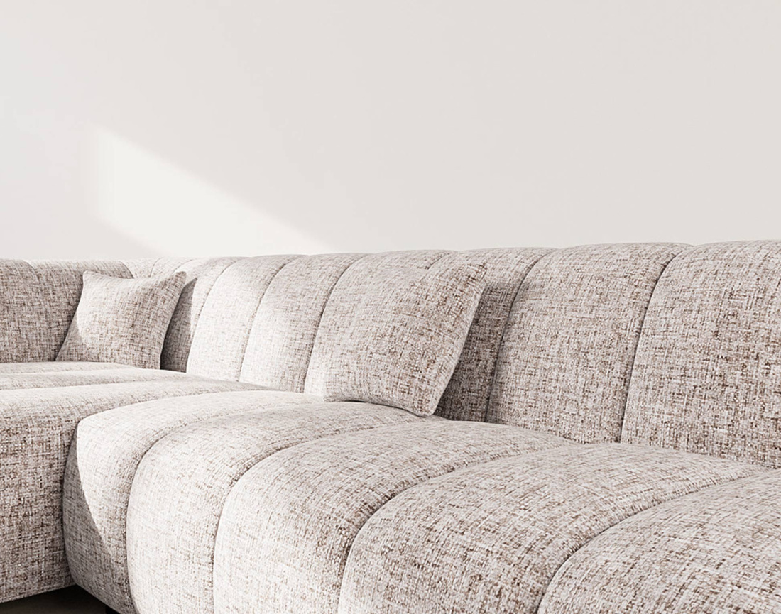 Canapé d'angle gauche 4 places sans accoudoir en tissu texturé Curtis