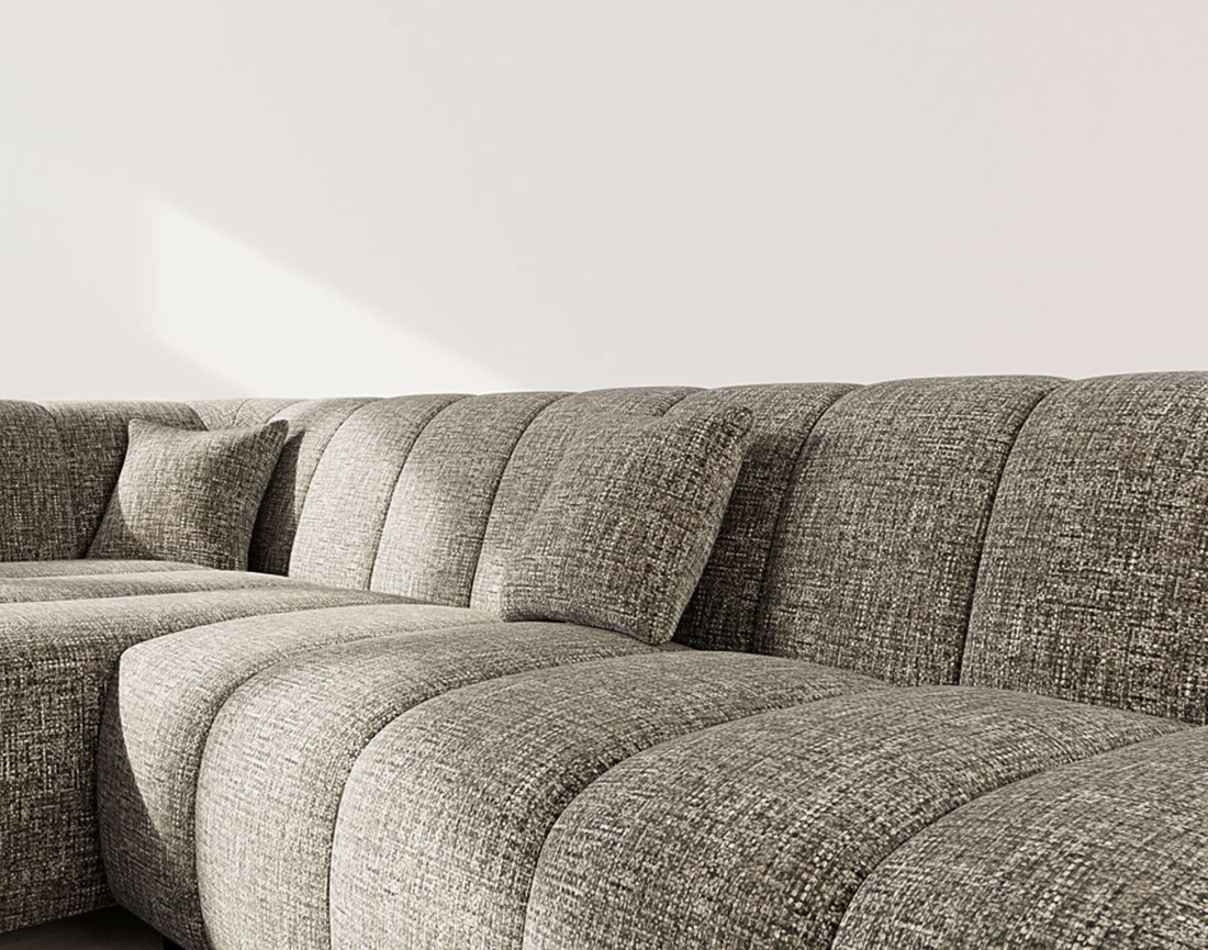 Canapé d'angle gauche 4 places sans accoudoir en tissu texturé Curtis