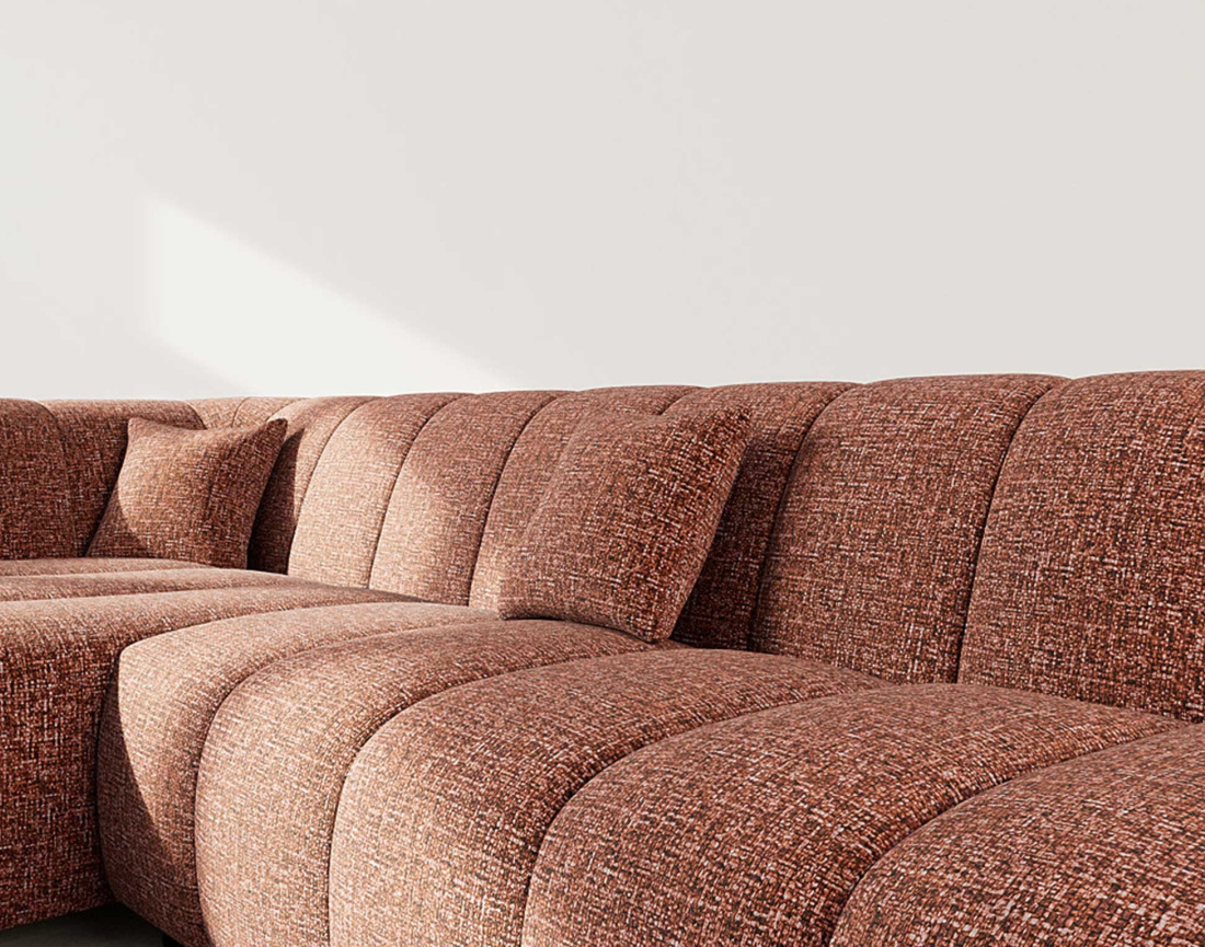 Canapé d'angle gauche 4 places sans accoudoir en tissu texturé Curtis