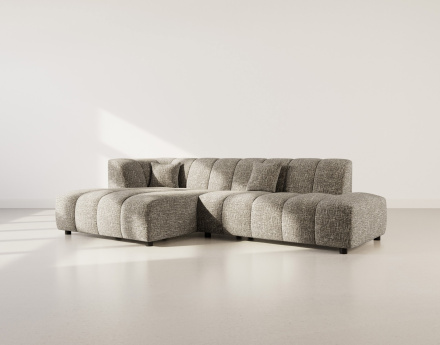 Canapé d'angle gauche 4 places sans accoudoir en tissu texturé Curtis