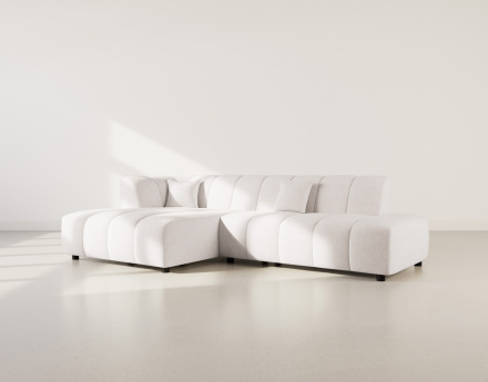 Canapé d'angle gauche 4 places sans accoudoir en tissu texturé Curtis