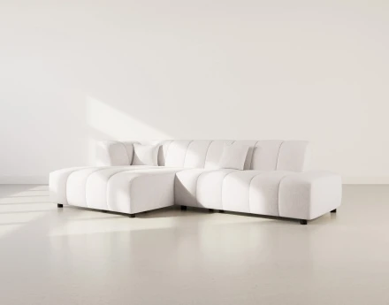 Canapé d'angle gauche 4 places sans accoudoir en tissu texturé Curtis