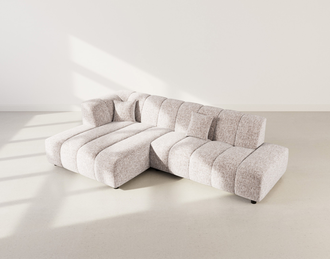 Canapé d'angle gauche 4 places sans accoudoir en tissu texturé Curtis