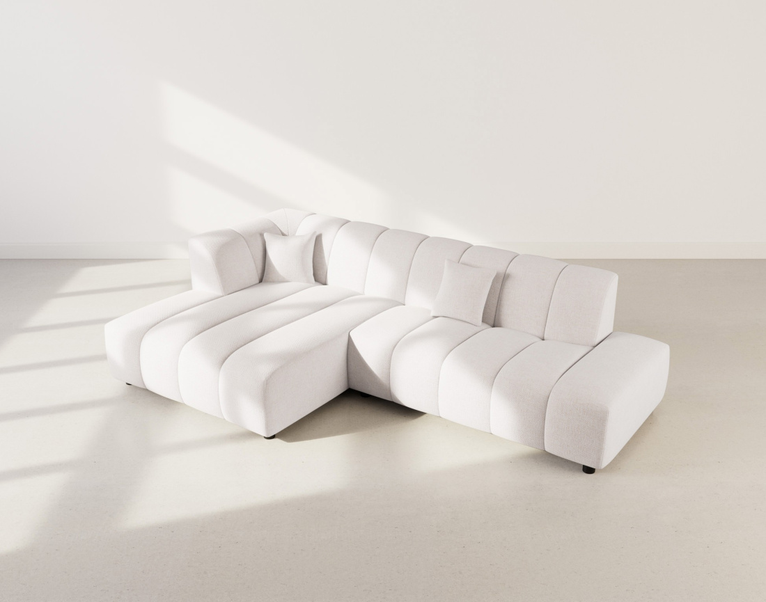 Canapé d'angle gauche 4 places sans accoudoir en tissu texturé Curtis