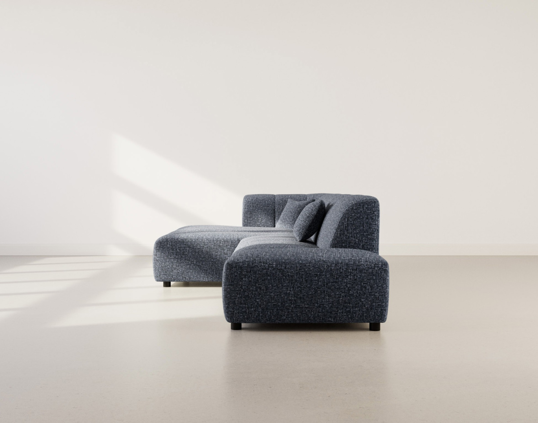 Canapé d'angle gauche 4 places sans accoudoir en tissu texturé Curtis