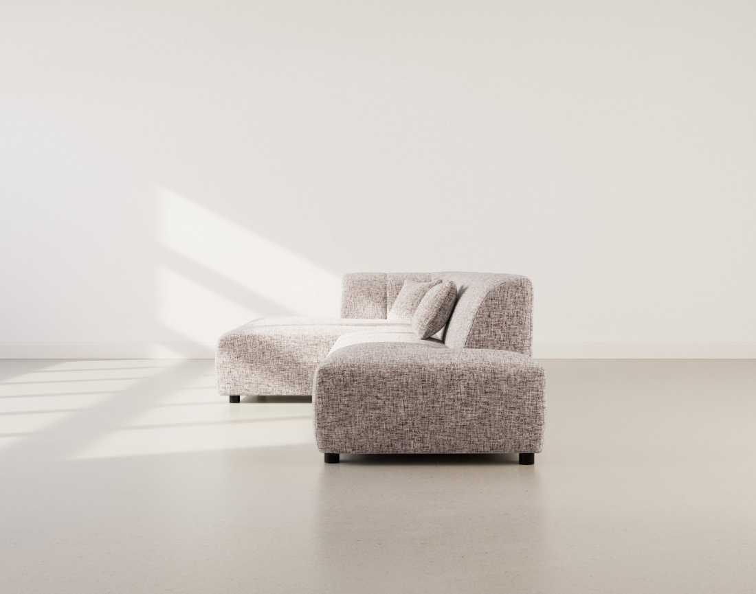 Canapé d'angle gauche 4 places sans accoudoir en tissu texturé Curtis