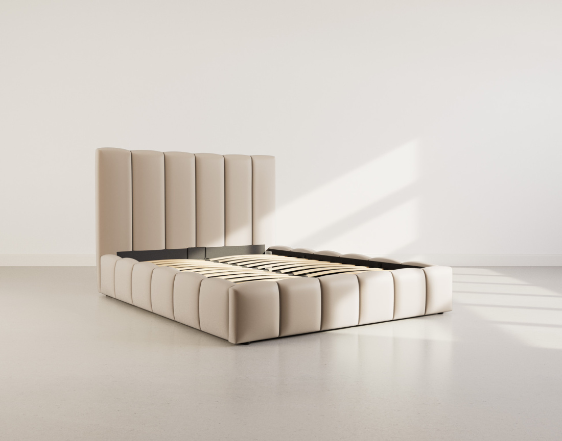 Lit coffre 160x200 cm en velours sommier inclus Mermaid